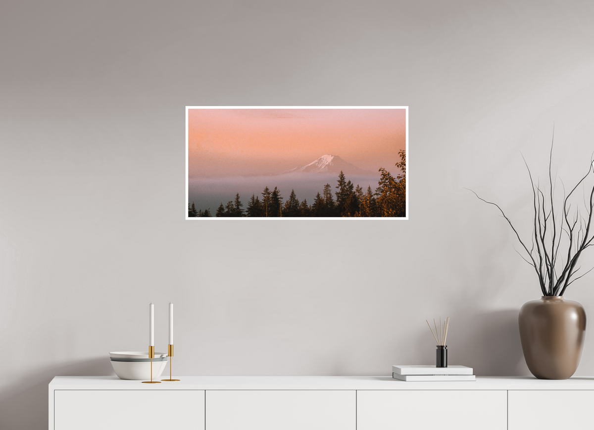 32 x 16″, No Frame - Matte - White Edge Mt Rainier