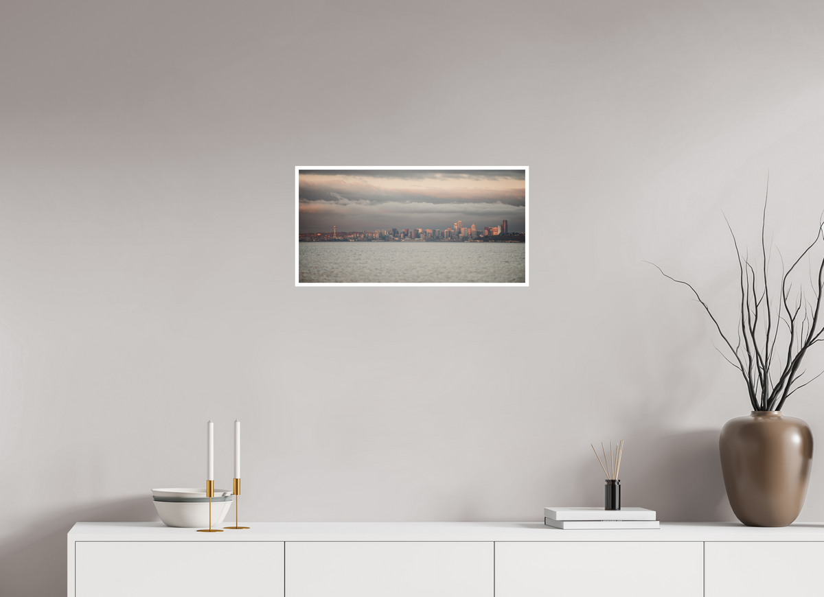 24 x 12″, No Frame - Matte - White Edge Gloomy Seattle