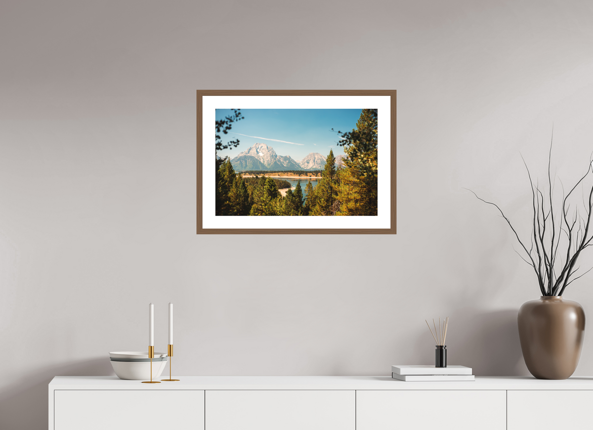 24 x 16″, Walnut - Matte The Grand Tetons from Signal Mountain