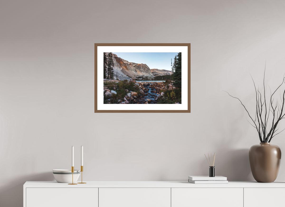 24 x 16″, Walnut - Matte Mirror Lake, Snowy Range Mountains