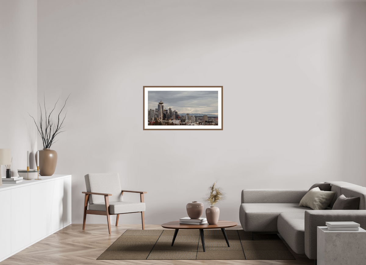 40 x 20″, Walnut - Matte Seattle's Landmarks