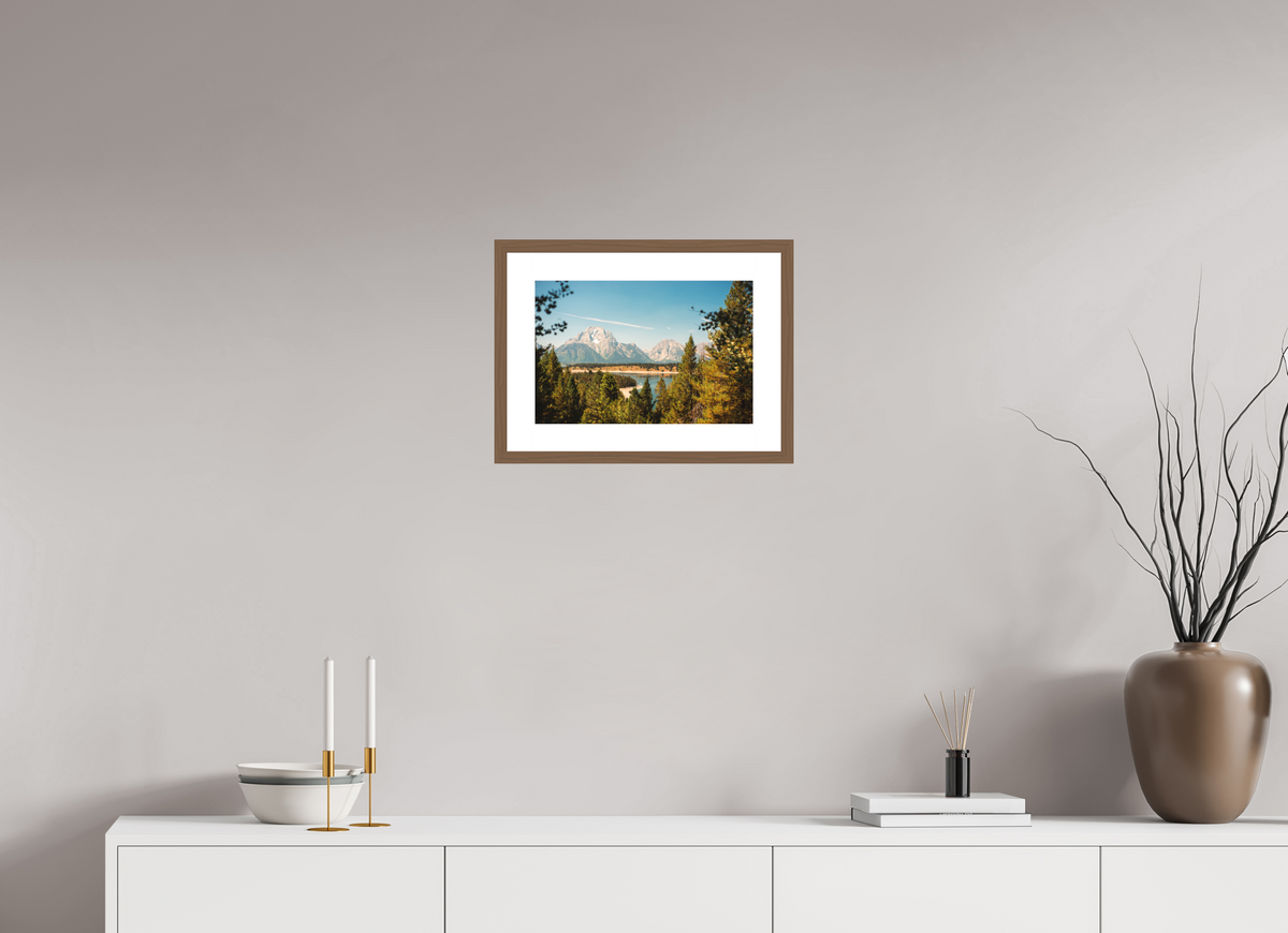 15 x 10″, Walnut - Matte The Grand Tetons from Signal Mountain