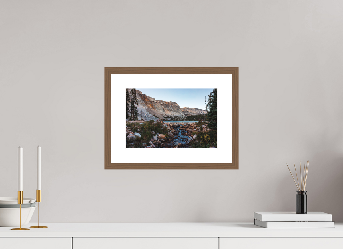 12 x 8″, Walnut - Matte Mirror Lake, Snowy Range Mountains