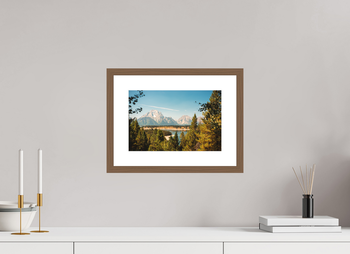 12 x 8″, Walnut - Matte The Grand Tetons from Signal Mountain