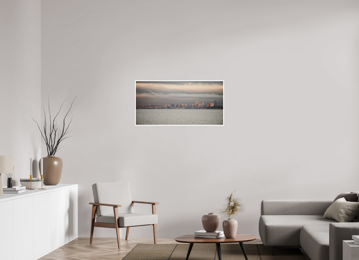 40 x 20″, No Frame - Matte - White Edge Gloomy Seattle