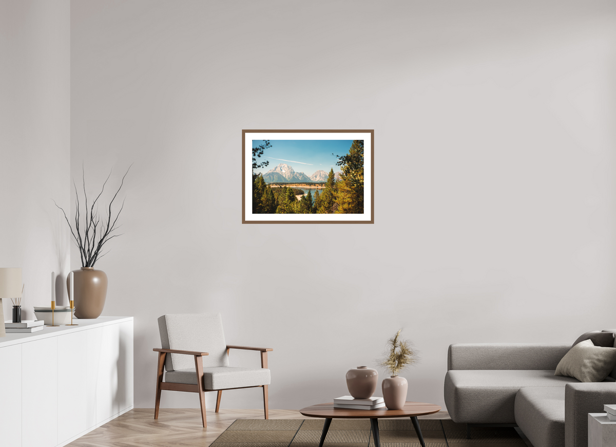 30 x 20″, Walnut - Matte The Grand Tetons from Signal Mountain