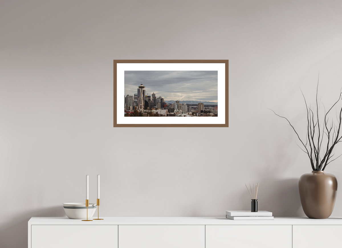 24 x 12″, Walnut - Matte Seattle's Landmarks