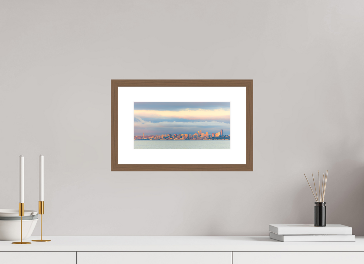 12 x 6″, Walnut - Matte Seattle At Sunset