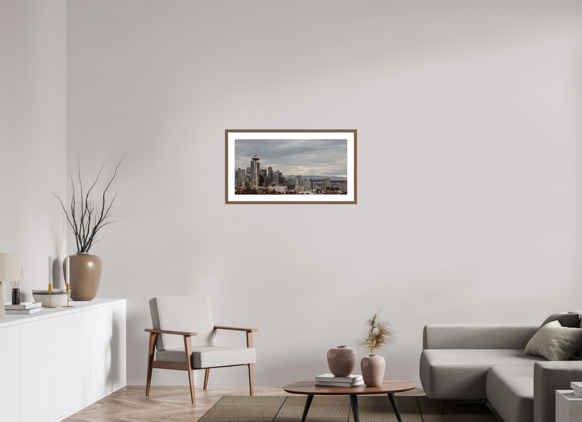 32 x 16″, Walnut - Matte Seattle's Landmarks