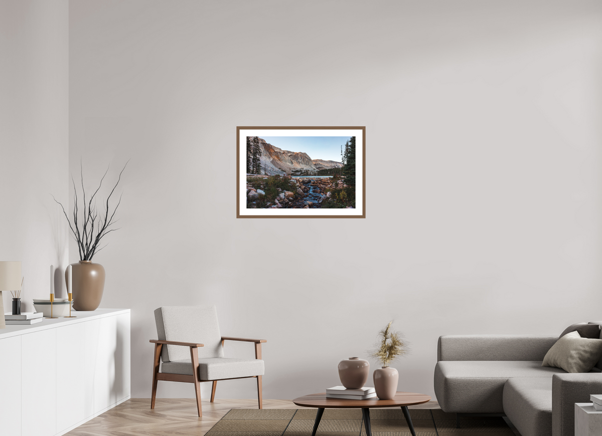 30 x 20″, Walnut - Matte Mirror Lake, Snowy Range Mountains