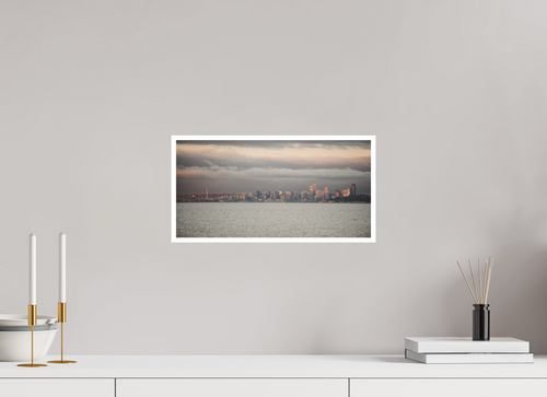 16 x 8″, No Frame - Matte - White Edge Gloomy Seattle
