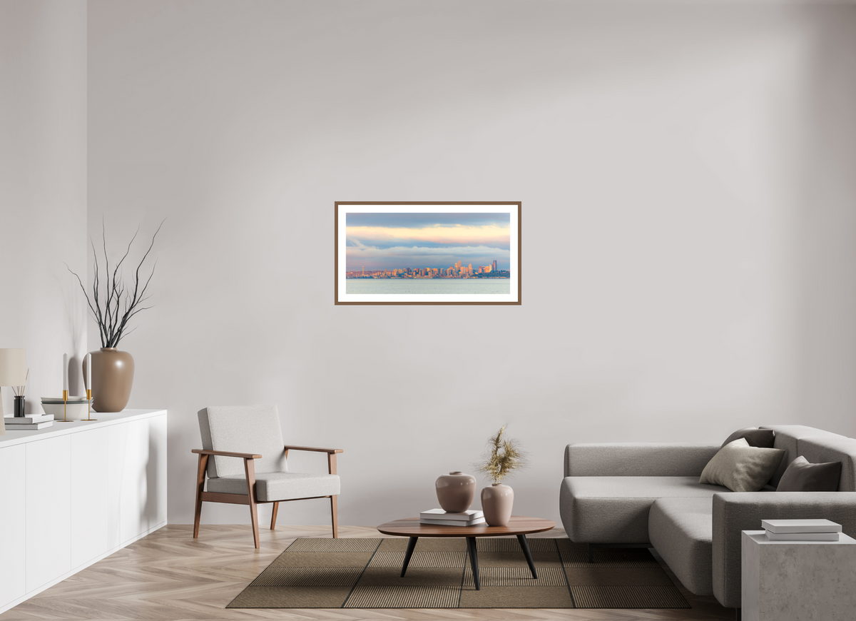40 x 20″, Walnut - Matte Seattle At Sunset