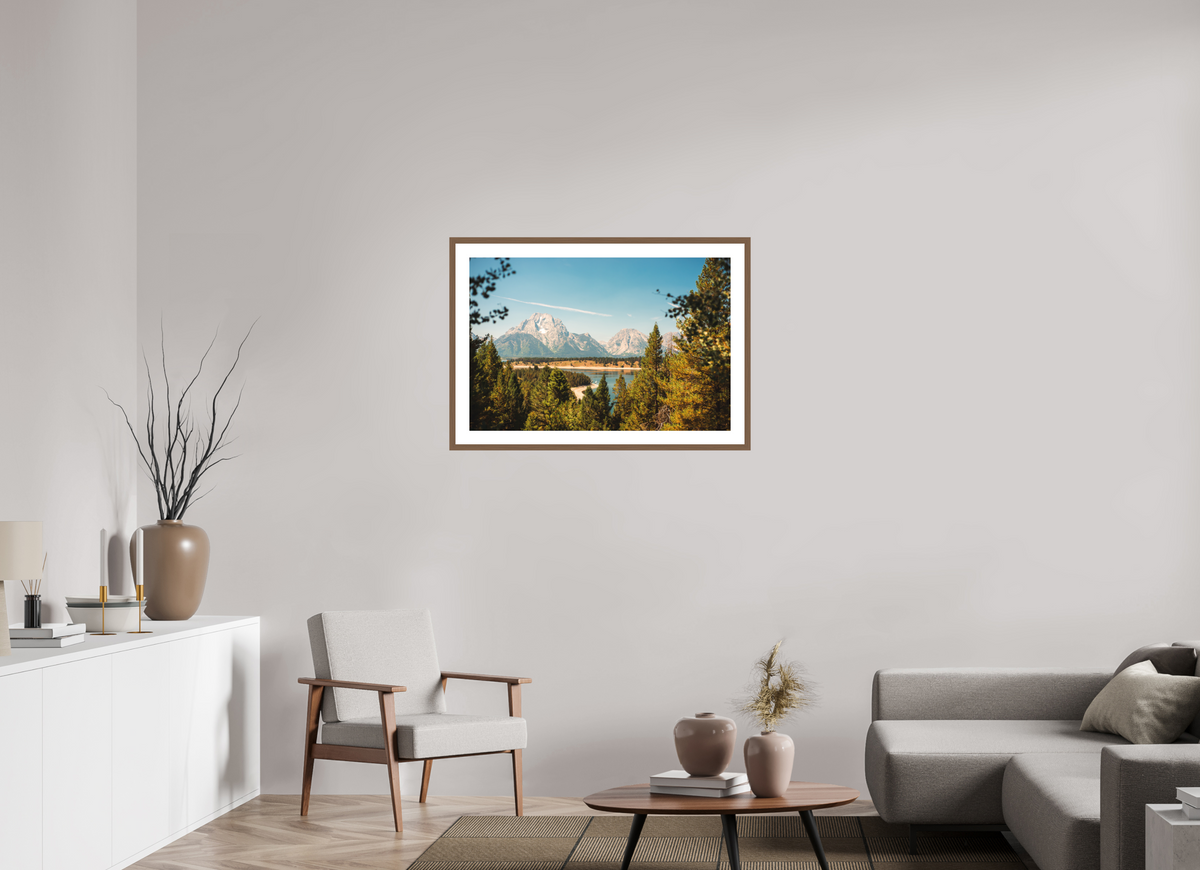 36 x 24″, Walnut - Matte The Grand Tetons from Signal Mountain