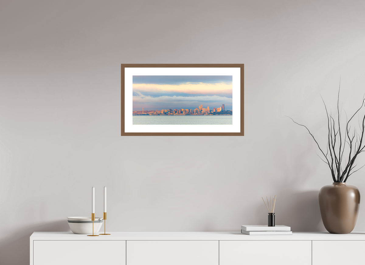 24 x 12″, Walnut - Matte Seattle At Sunset